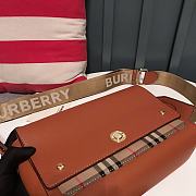Burberry Brown Leather and Vintage Check Note Crossbody Bag 8877 - 5