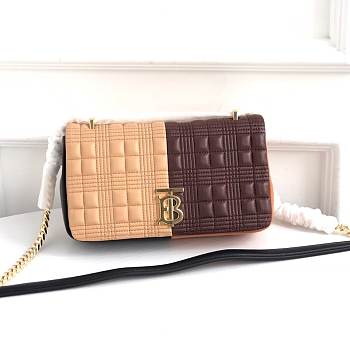 Burberry Small Quilted Lambskin Tan & Dark Brown 8893