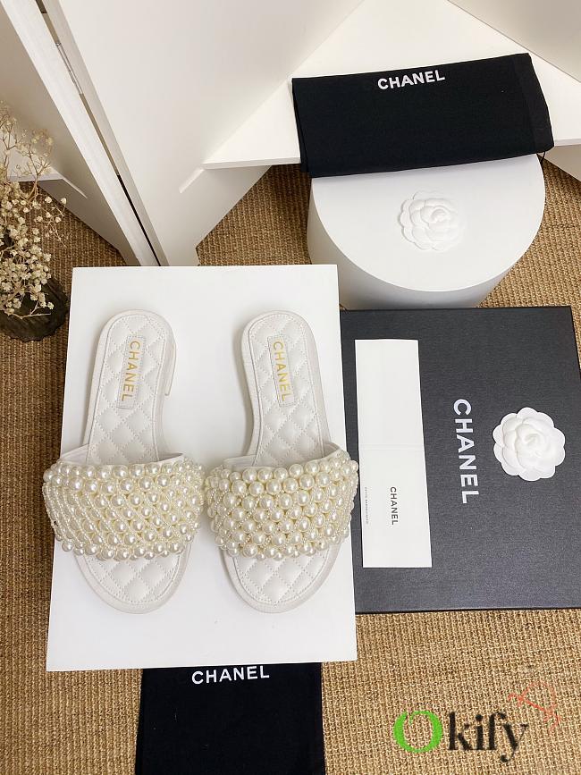 Chanel Slide Pearl White Lambskin 8952 - 1