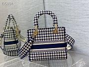 Lady Dior Medium Blue and White Houndstooth Embroidery - 6