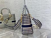 Lady Dior Medium Blue and White Houndstooth Embroidery - 5