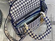 Lady Dior Medium Blue and White Houndstooth Embroidery - 3