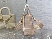 Lady Dior Medium Pink and White Houndstooth Embroidery - 4