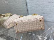 Lady Dior Medium Pink and White Houndstooth Embroidery - 5
