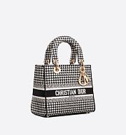 Lady Dior Medium Black and White Houndstooth Embroidery - 3