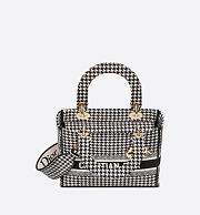 Lady Dior Medium Black and White Houndstooth Embroidery - 4