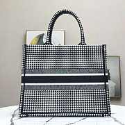 Dior Book Tote Large 41.5 Black and White Houndstooth 9006 - 5