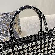 Dior Book Tote Large 41.5 Black and White Houndstooth 9007 - 3