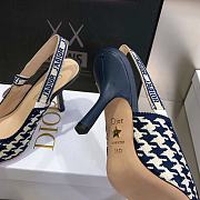 Dior J'Adior Heels Blue Houndstooth Embroidery 9010 - 2