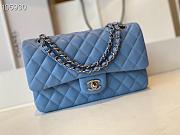 Chanel Flapbag Medium Blue Sky Lambskin Silver Tone Metal - 1