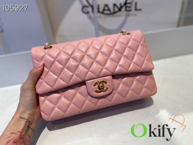 Chanel Flapbag Medium Pink Lambskin Gold Tone Metal - 1