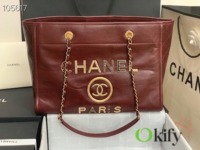Chanel Shopping 40 Red Wine Leather 66941 - 1