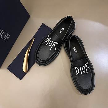 Dior Unisex Lace Up Shoes Black Calfskin