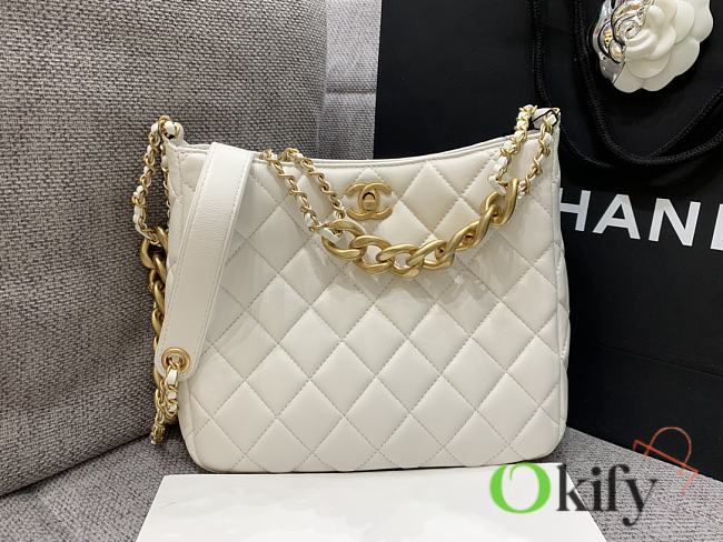 Chanel Medium 22.5 Crossbody White Leather - 1