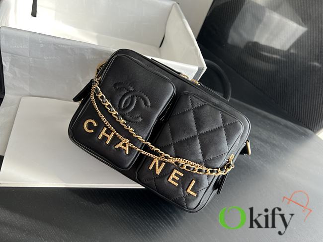 Chanel Crossbody Bag 20.5 Black Lambskin - 1