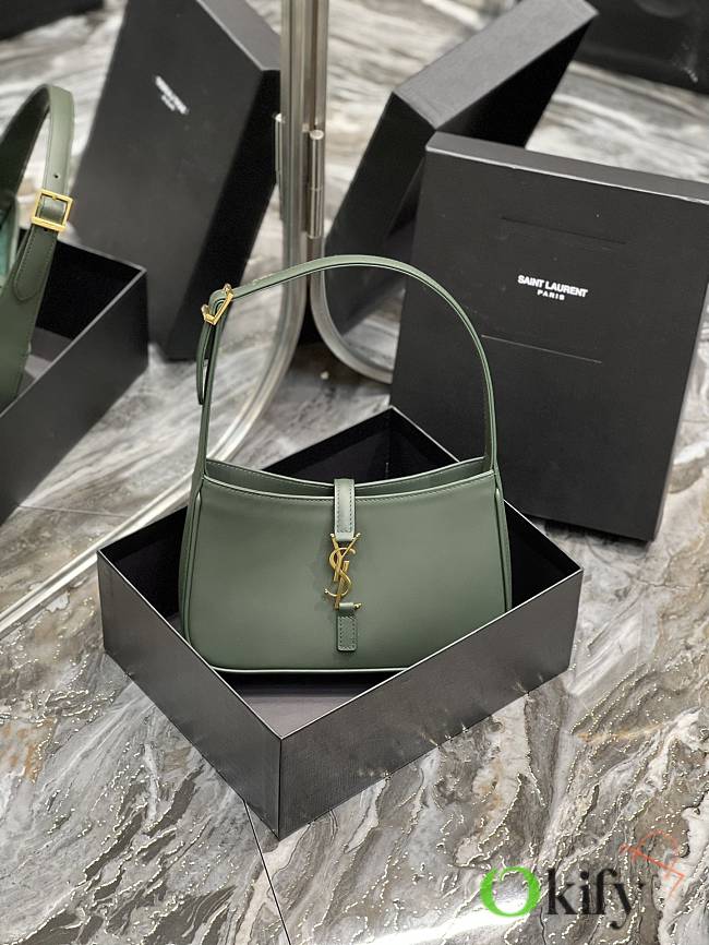 YSL Le5À7 Hobo Bag Green Lambskin - 1