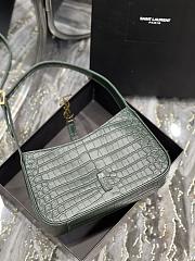 YSL Le5À7 Hobo Bag Green Crocodile Pattern - 2