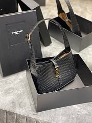 YSL Le5À7 Hobo Bag Black Crocodile Pattern - 3