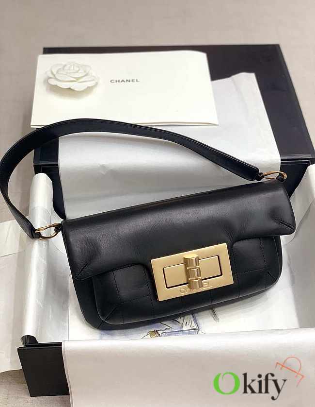 Chanel Underarm Bag 27 Black Lambskin - 1