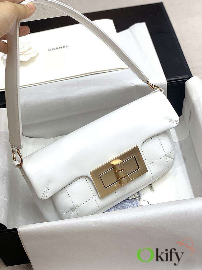 Chanel Underarm Bag 27 White Lambskin - 1