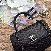 Chanel original 25 coco handle black python leather silver hardware - 5