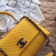 Chanel original 25 coco handle yellow python leather silver hardware - 4