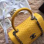 Chanel original 25 coco handle yellow python leather silver hardware - 5