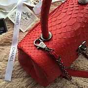 Chanel original 25 coco handle red python leather silver hardware - 3