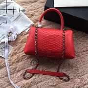 Chanel original 25 coco handle red python leather silver hardware - 4