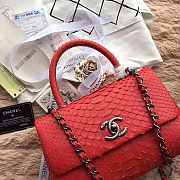 Chanel original 25 coco handle red python leather silver hardware - 6