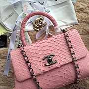 Chanel original 25 coco handle pink python leather silver hardware - 2