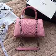 Chanel original 25 coco handle pink python leather silver hardware - 3