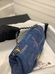Chanel Large Flapbag 28 Denim Blue Printed - 5