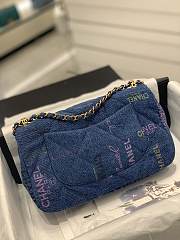 Chanel Large Flapbag 28 Denim Blue Printed - 2