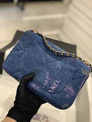 Chanel Medium Flapbag 23 Denim Blue Printed - 6