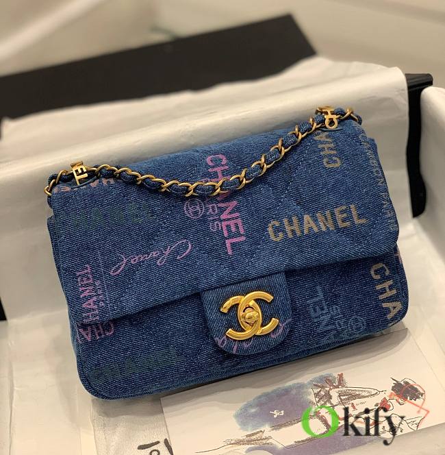 Chanel Medium Flapbag 23 Denim Blue Printed - 1