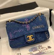 Chanel Medium Flapbag 23 Denim Blue Printed - 1