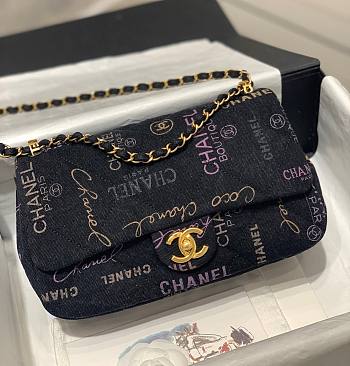 Chanel Large Flapbag 28 Denim Black Printed