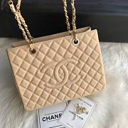 Chanel Shopping Bag 34 Beige Grained Calfskin Gold Chain - 6