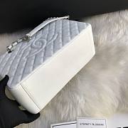 Chanel Shopping Bag 34 White Grained Calfskin Silver Chain - 2