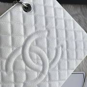 Chanel Shopping Bag 34 White Grained Calfskin Silver Chain - 6