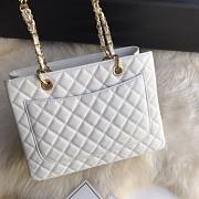 Chanel Shopping Bag 34 White Grained Calfskin Gold Chain - 3