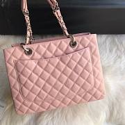 Chanel Shopping Bag 34 Pink Grained Calfskin Silver Chain - 3