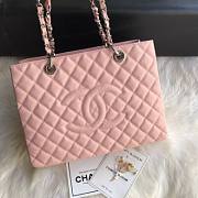 Chanel Shopping Bag 34 Pink Grained Calfskin Silver Chain - 2