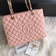 Chanel Shopping Bag 34 Pink Grained Calfskin Gold Chain - 2