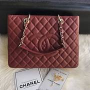 Chanel Shopping Bag 34 Wine Red Grained Calfskin Silver Chain - 5