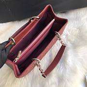 Chanel Shopping Bag 34 Wine Red Grained Calfskin Silver Chain - 3