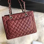 Chanel Shopping Bag 34 Wine Red Grained Calfskin Silver Chain - 2