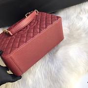 Chanel Shopping Bag 34 Wine Red Grained Calfskin Gold Chain - 5