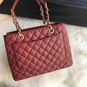 Chanel Shopping Bag 34 Wine Red Grained Calfskin Gold Chain - 3